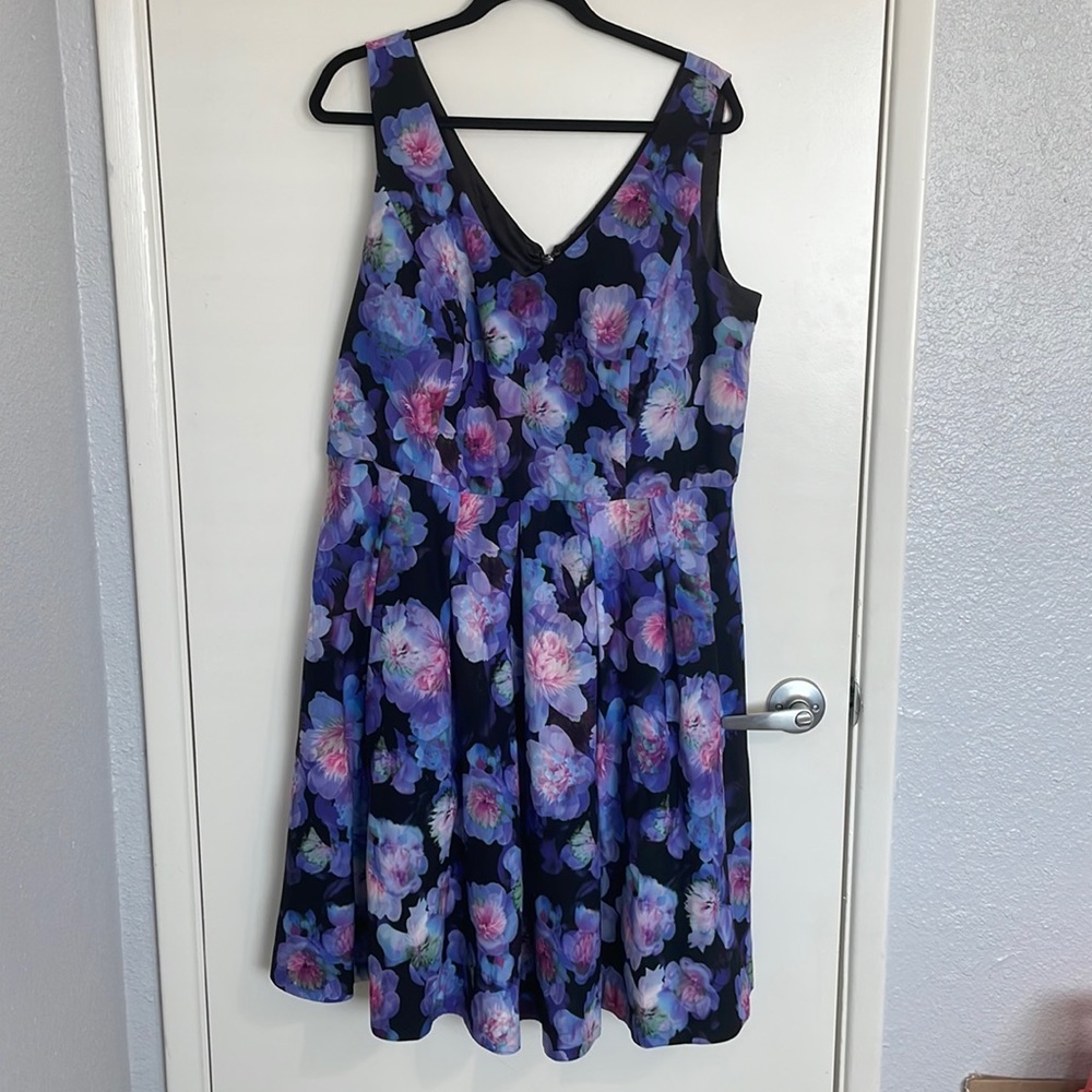 Multi-Color Fit&Flare Floral Dress